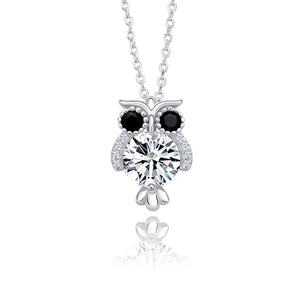 Glittering Owl 925 Sterling Silver Pendant