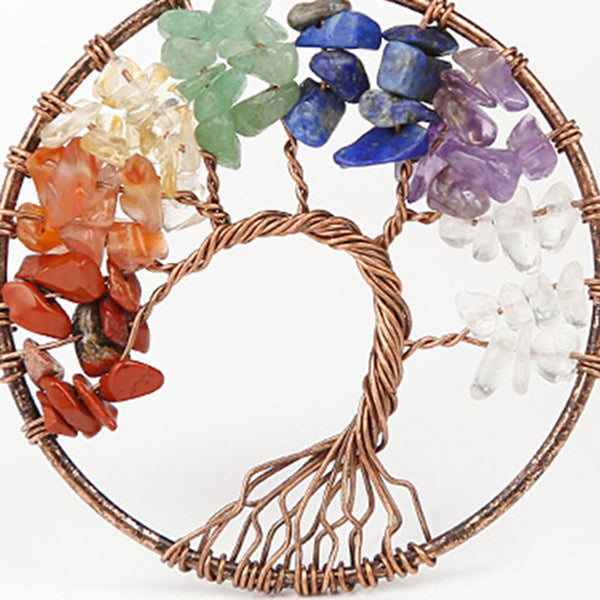 Quartz Natural Stone Tree of Life pendulum Pendant Necklace for Women Healing Crystal Necklaces Pendants Reiki Jewelry