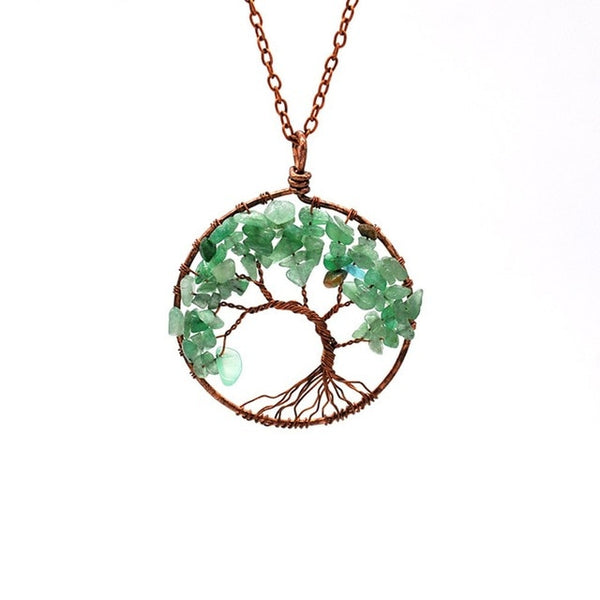 Quartz Natural Stone Tree of Life pendulum Pendant Necklace for Women Healing Crystal Necklaces Pendants Reiki Jewelry