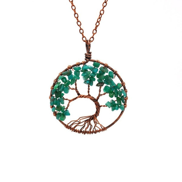 Quartz Natural Stone Tree of Life pendulum Pendant Necklace for Women Healing Crystal Necklaces Pendants Reiki Jewelry