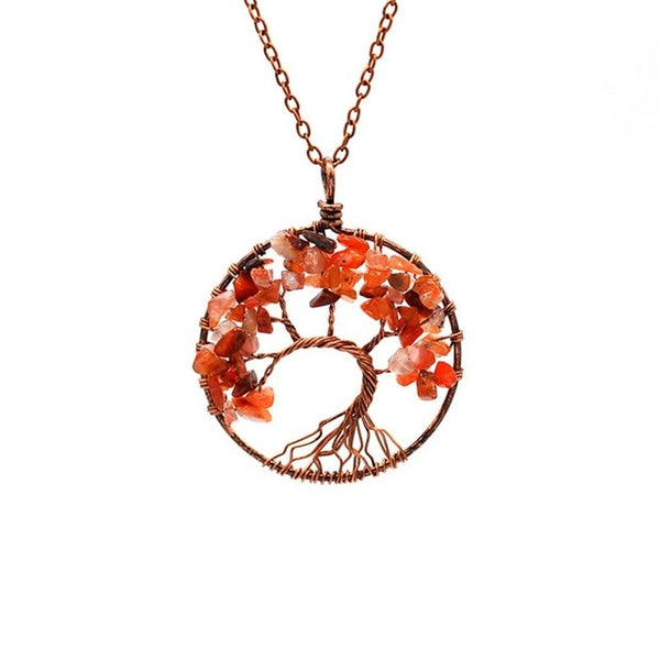 Quartz Natural Stone Tree of Life pendulum Pendant Necklace for Women Healing Crystal Necklaces Pendants Reiki Jewelry