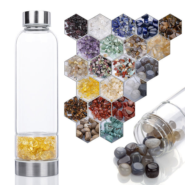 550ML Creative Natural Quartz Crystal Glass Water Bottle