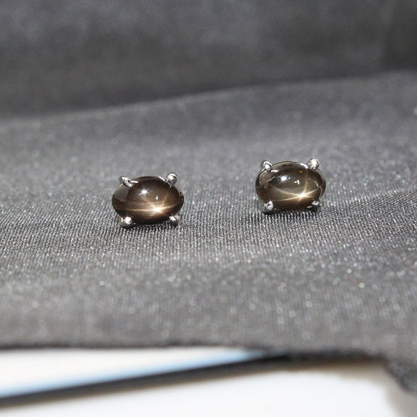 Natural Star Light Sapphire Earrings 4*6mm with 925 Silver