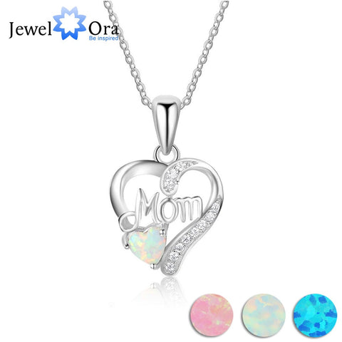 925 Sterling Silver Opal Heart Shape Pendants