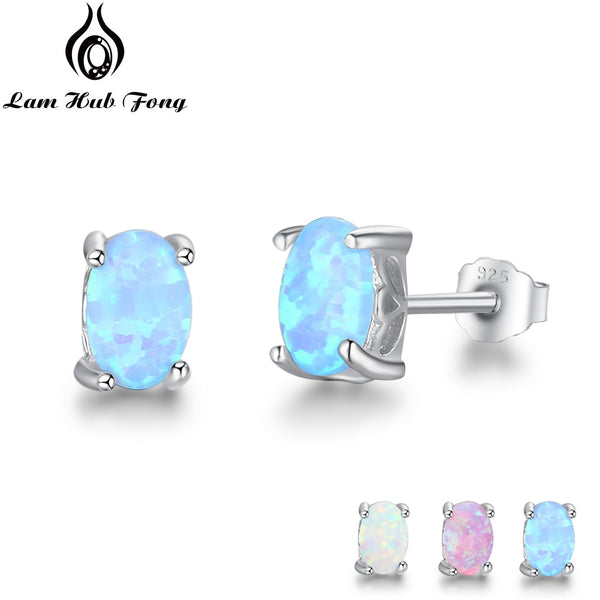 925 Sterling Silver Stud Opal Earrings